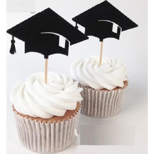 Cake toppers graduation hat paper cards banner for Cupcake Wrapper Baking Cup birthday tea party wedding decor baby shower