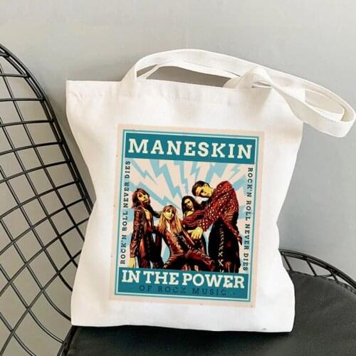 Shopper Maneskin in the power Kawaii Bag Harajuku women Shopping Bag Canvas Shopper Bag girl handbag Tote Bag Shoulder Lady Bag