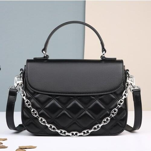 Bags for Women 2021 New Leather Fashion High-end Diamond Chain Bag All-match Soft Leather Shoulder Diagonal Handbag Sac A Main