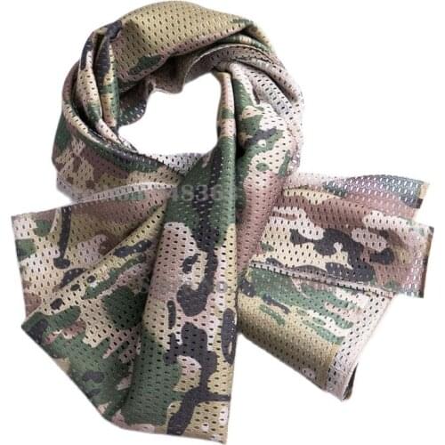 Tactical Multifunctional Camouflage Scarf Unisex Army Mesh Breathable Airsoft Paintball Scarf Wrap Mask For Hunting CS