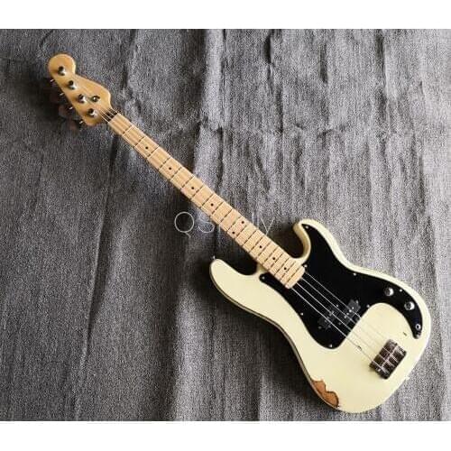 Top quality QShelly custom relic vintage old used 4 strings faded Ash body P electric bass guitar musical instruments shop