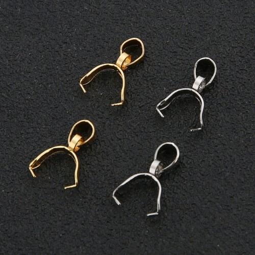 20pcs/lot Stainless Steel Pinch Bail Pendant Clasps 2.5X14 3X15 4X16 5X18mm Snap Bails Connector for DIY Jewelry Making Finding