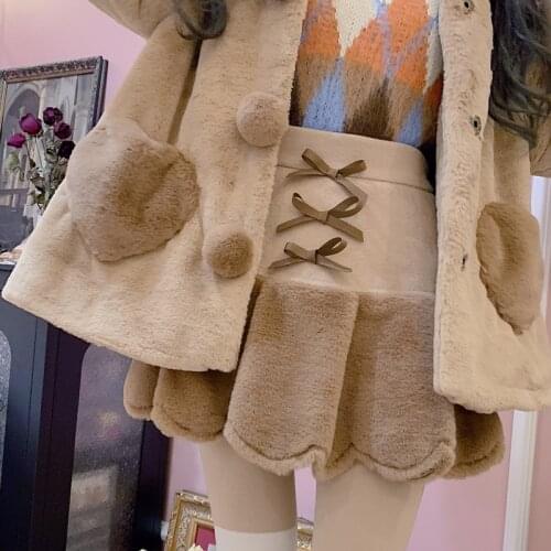 Bobon21 sweet lolita skirts Japanese sweet soft sister Wear-proof Plush stitching butterfly petal skirt fashion women B1717