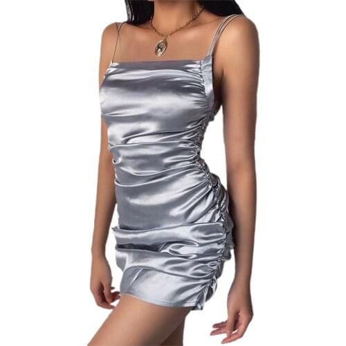 Women Strap Sleeveles Sliver Sundress Bodycon Dress Summer Solid Color Pencil Dresses Female Vestidos Robe Femme