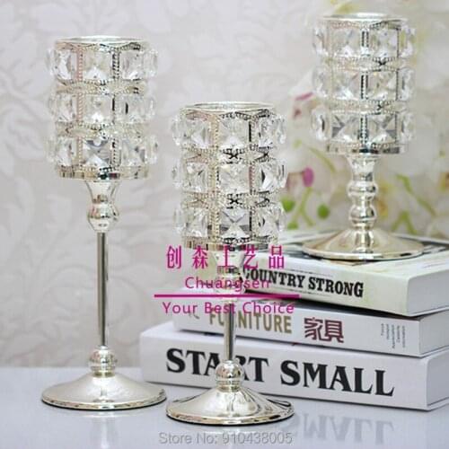 Gold Votive Crystal Candle Holder Metal Candelabra Wedding Decoration Dining Table Centerpieces Party Deco Flower Vase