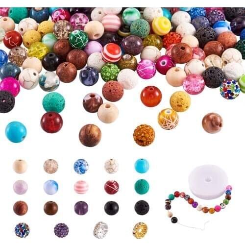 1Set Elastic Crystal Thread Brass Rhinestone Spacer Beads Mixed Style Loose Beads for DIY Bracelet Jewelry Making Supplies Kits