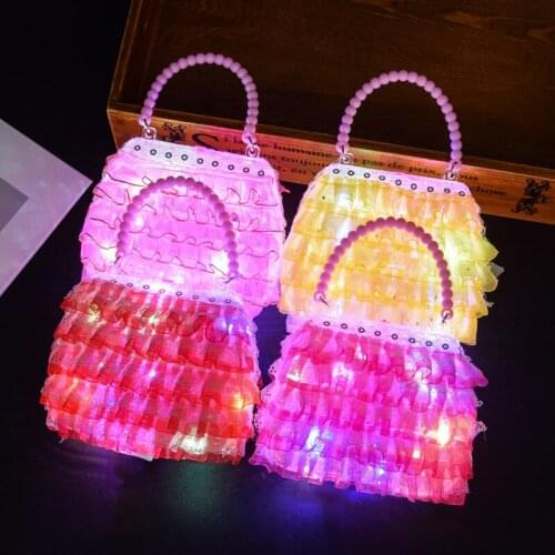 1pcs Lace DIY LED Blinking Light Luminous Bag Toy Girls Children DIY Cute Flash Bag Kids Birthday Gifts Glow Party Supplies