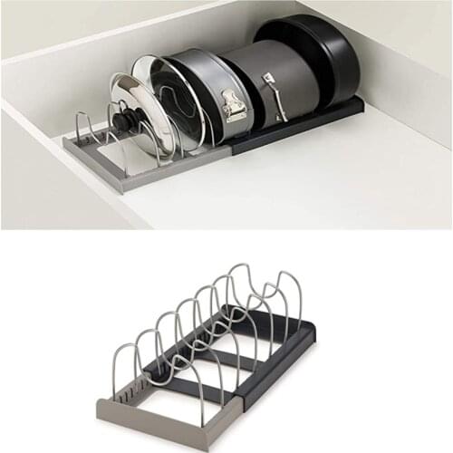 1PC Kitchen Organizer Pot Lid Rack Adjustable Stainless Steel Spoon Holder Cooking Dish Rack Pan Cover Stand Kitchen Accessories