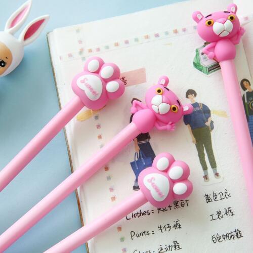1pcs Pink Series Cute Girl Pen Cartoon Animal Modeling Black Ink Gel Pen 0.5mm Student Writing Pen Kawaii School Supplies