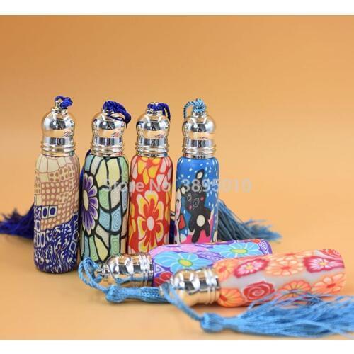 10ml Porcelain Pottery Perfume Roll on Bottle Cosmetic Women Perfume Roller Glass Bottle Refillable Empty Flower Patterns F636