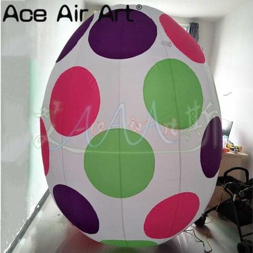 2m H Inflatable Easter Egg Decoration "White Eggs Covered with Color Spots" for Advertisement