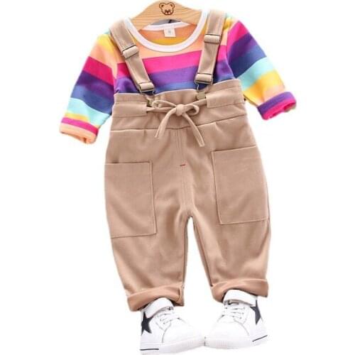 Spring Kids Toddler Clothing Autumn Children Fashion Clothes Baby Girls Striped T Shirt Pants 2Pcs/sets Infant Cotton Tracksuits
