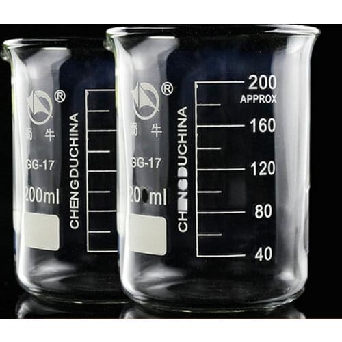 2pcs/lot 25ml to 1000ml Lab Use Clear Borosilicate Glass Beaker with Scale lines for Laboratory Chemistry Equipment