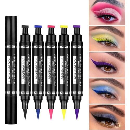 2 in 1 Eyeliner Stamp Liquid Eyeliner Pencil Waterproof Double-headed Quick Dry Professional Womens Cosmetics Beauty Tools