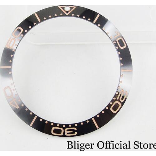 38mm Black Watch Bezel Ring Insert With Luminous Dot Fit 40mm Automatic Men Watch