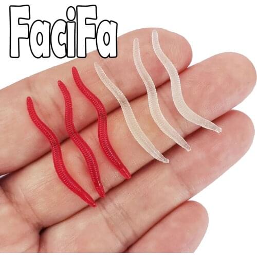 20/50/100 pcs Lifelike Red Worm Soft Lure 35mm Carp Fishing Earthworm Silicone Artificial Bait Fishy Smell Shrimp Additive Bass