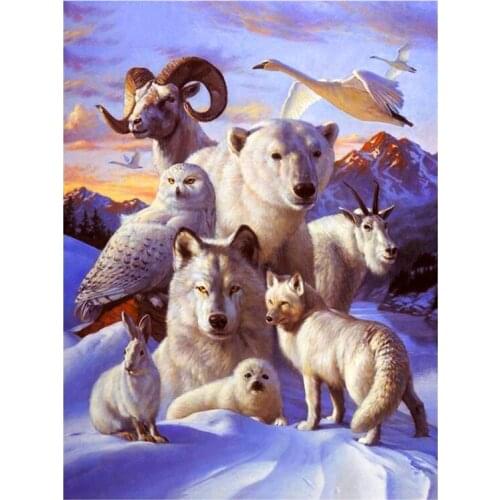 5D DIY Full Round/Square Diamond Painting Polar Bear & Wolf & Goat 3D Embroidery Cross Stitch Rhinestone Mosaic Home Decor Yc988