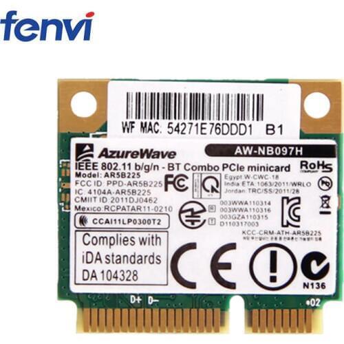 Wireless Network Card Adapter With Half Mini Interface PCI-E Atheros AR5B225 Support Bluetooth 4.0 and 802.11b/g/n for Laptop