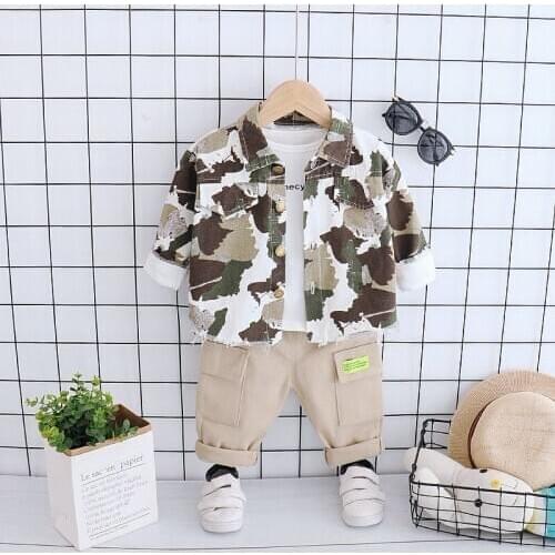 Toddler Children Casual Baby Boys Camouflage Pants 3Pcs Cotton Costume Spring Autumn Fashion Clothing Sets Sports tracksuit