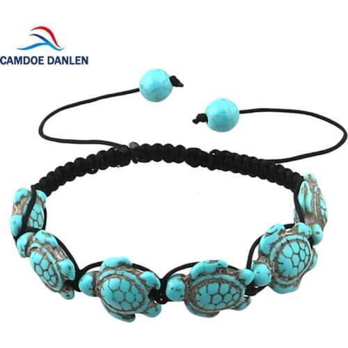 CAMDOE DANLE Hand Woven Turtle Hemp Bracelets with Turtle Color Hawaiian Sea Turtle Bracelet Hemp Bracelet Handmade Rope Chain