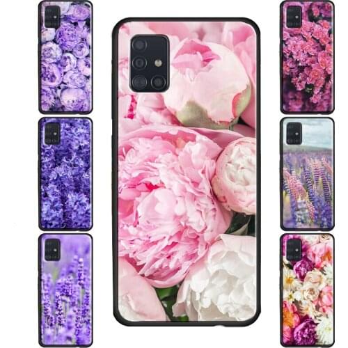 Purple Flower Lavender Peonies Case For Samsung Galaxy S20 FE S21 Ultra S8 S9 S10 Plus S10e Note 20 Ultra Note 10 Plus