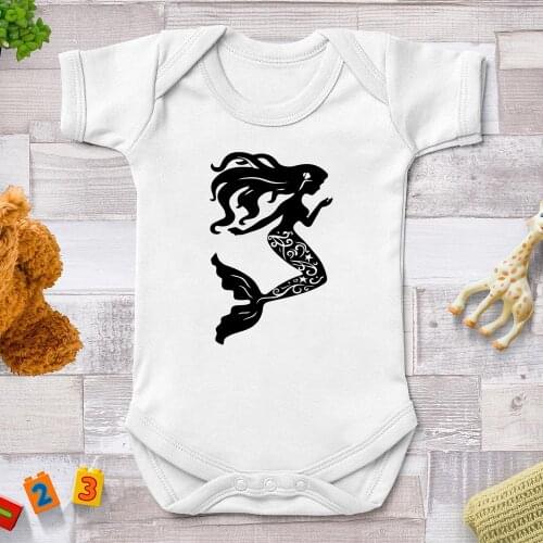 The Little Mermaid Print Newborn Clothes Short Sleeve O Neck Loose Toddler Jumpsuit Summer Baby Romper Infant Bodysuits