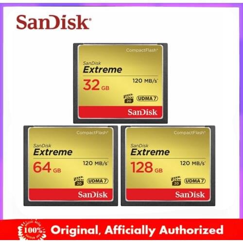Sandisk Extreme Compact Flash Camera Memory Card 16 GB 32 GB 64 GB 128 GB for 4 K and Full HD Video Up to 120 MB / s Read Speed