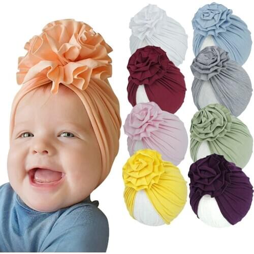 Cotton Baby Girls Hat Bloom Flower Caps For Newborn Summer Beanies Infant Boy Soft Indian Cap Children Hair Accessories