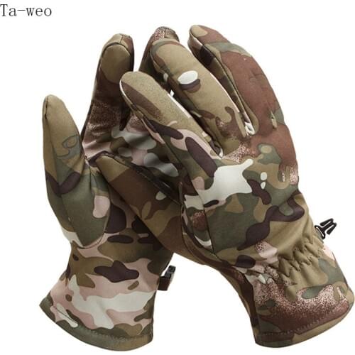 Ta-weo Men Casual Fleece Windproof Outdoor Sports Gloves, Anti-slip Riding Cycling Camouflage Trend Tactical Gloves