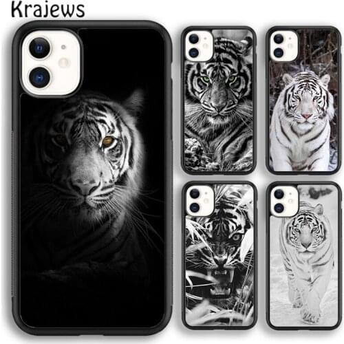 Krajews Animal White Tiger Pattern soft Phone Case Cover For iPhone 5 SE 2020 6s 7 8 plus X XS XR 11 12 mini pro max coque Shell
