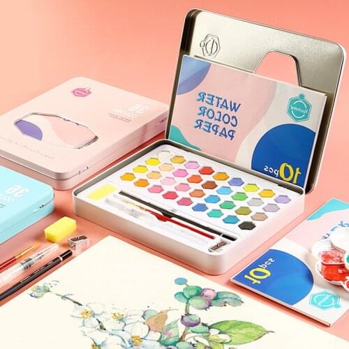 36 Colors Watercolor Set Oil Paint Water Color with Water Brush Pen Painting Drawing Acuarelas Waterverf Gouache Art Supplies