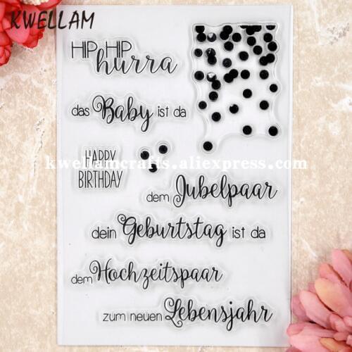 German das baby ist da HAPPY BIRTHDAY Scrapbook DIY photo cards rubber stamp clear stamp transparent stamp 11x16cm KW8050427