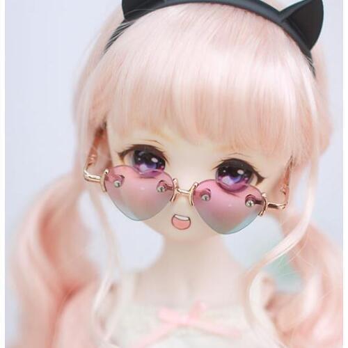NEW 1/3 Uncle BJD SD MDD Doll Accessory Polychromatic Peach heart shape Semitransparent Glasses