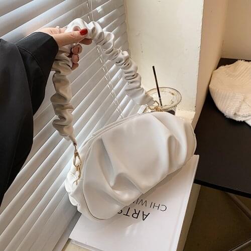 Solid Color Pleated Tote Bag 2021 Fashion New High-quality Soft Leather Womens Designer Handbag Travel Shoulder Bags Armpit Bag