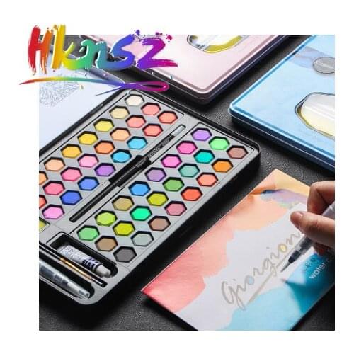 Watercolor pigment 36 color 48 color art beginner painting solid watercolor powder cake iron boxed Childrens Day gift