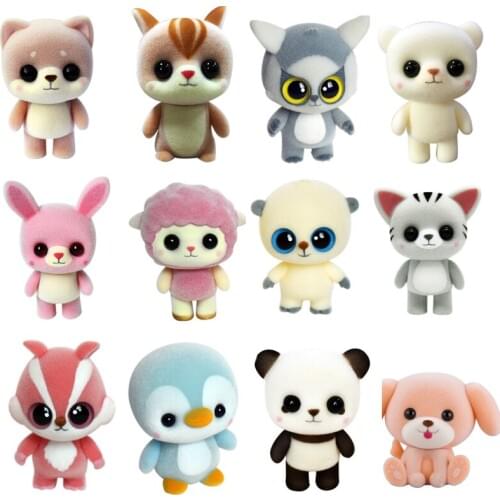 New Plastic Flocking Doll Cute Dog Duck Panda Sheep Penguin Children Plush Toy Novelty Gag Birthday Gift Toys for Kids Hobbies