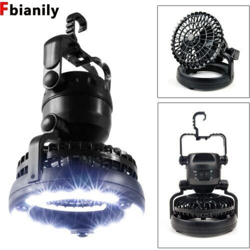 2 in 1 portable LED outdoor camping tent lamp with fan 18 LED flashlight for camping fishing and emergency