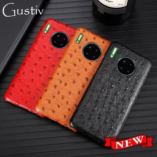 Mate 30 Luxury Head Layer Cowhide Leather Phone Case Cover For Huawei P30 P40 Mate 40 Pro Ostrich Texture Back Cover Case