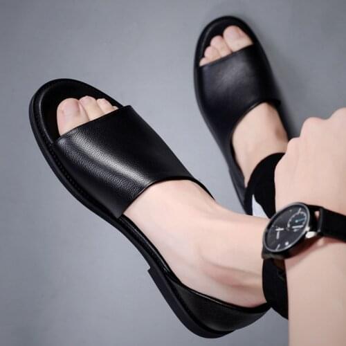 Men Sandals Leather Men Summer Shoes Man New Casual Comfortable Barefoot Sandals Men Pentoufle Homme Adult
