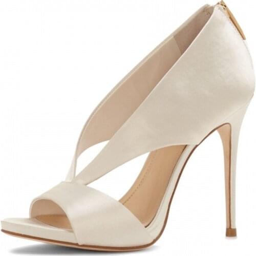 Sexy Peep toe Hollow Side Heel Woman Sandals with Zippers in High Heels Fashion Casual Shoes Thin Heel Ladies Sandal Shoes