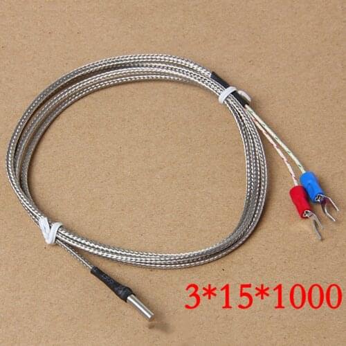 2PCS K-type thermocouple 3 * 15 * 1000mm high temperature sensor 0-600 degree thermocouple for 3D printer temperature controller