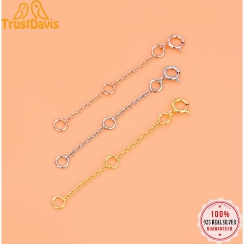 TrustDavis Real 925 Sterling Silver Fashion Sweet Bracelet Necklace Extension Chain DIY Accessories Fine Jewelry Wholesale HY066