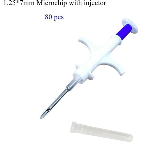Unique Fish Id Tags 1.25*7mm RFID Glass Transponder Mini Chip with Disposable Injector for Turtle Birds Pet Tracking X80