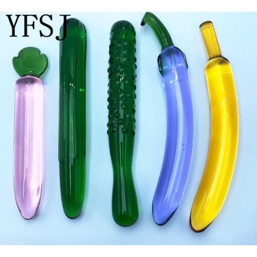 Eggplant Shape Camouflaged Anal Toys Smooth Purple Crystal Glass Dildo Vagina G-Spot Stimulator Anus Massager Secret Package