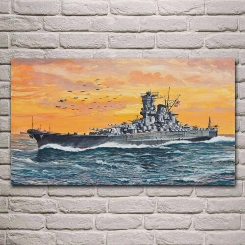 Military warship battle Ship living room decoration home wall art decor wood frame fabric posters KF868