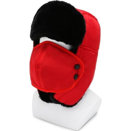 Winter Warm Leifeng Hat Men Plus Velvet Thickening Outdoor Ear Protection Hat Women Mask Nose Protection Cap