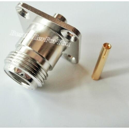 1Pcs N Solder Female 4 hole Flange mount semi-rigid RG402 0.141" RF Connector