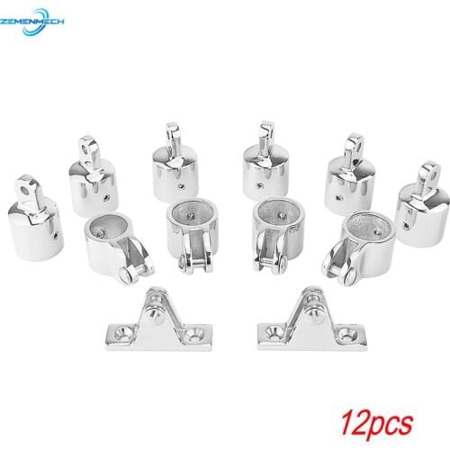 12PCS Boat Accessories Universal 3-Bow Bimini Top 316 Stainless Steel Marine Hardware Set Deck Hinge Jaw Slide Eye End Fitting