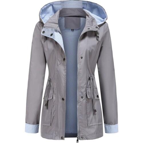 2021 Removable Cap Female Windbreaker Hooded Cape Woman Clothes Long Trench Coat Loose Plus Size Striped Lining Outwear