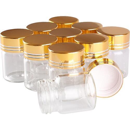 24 pieces 15ml 30*40mm Transparent Glass Bottles with Golden Caps Glass Perfume Spice Bottles